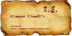 Klapper Elemér névjegykártya